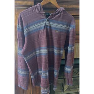 Mens Vans Long Sleeve Striped Hooded Henley Shirt - Large